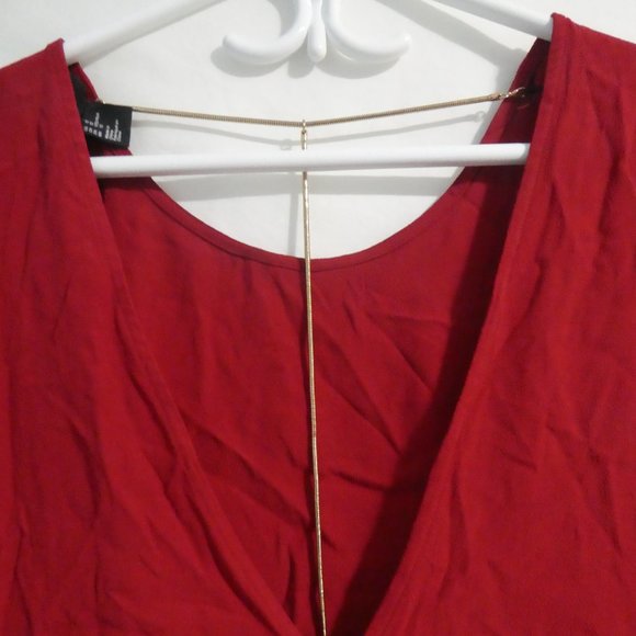 H&M | size 12 | Red Long Sleeve Gold Chain Open Back Dress | NWOT - Picture 9 of 16